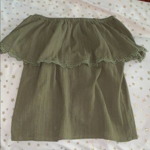 billabong army green off the shoulder top